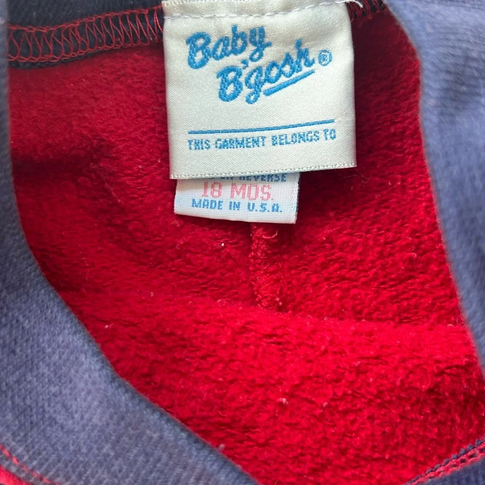 VTG 90s Baby B'Gosh Boys One Piece Outfit Sz 18 Months Red Blue 100 Years